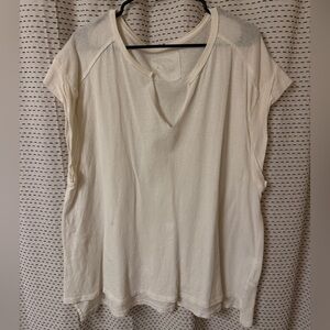 Aerie Summer Breeze Muscle Tee Shirt / Tank Top Cream with V Neck Notch
